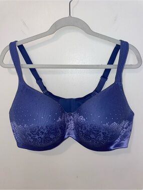 SOMA Size 42DD Stunning Support Full Coverage Underwire Bra Navy Swiss Dot Lace